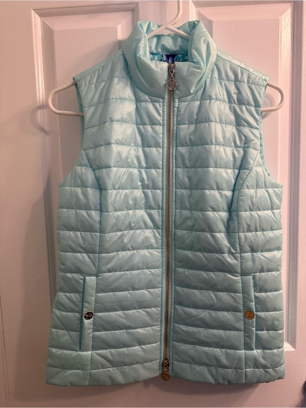 Light Blue Womens Puffer Vest - Sleeveless Jacket